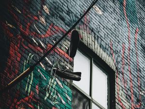 Preview wallpaper shoes, wires, wall, graffiti, window