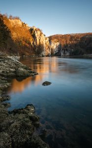 Preview wallpaper shore, lake, rocks, landscape, nature