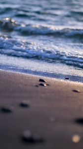 Preview wallpaper shore, sand, sea, waves, blur