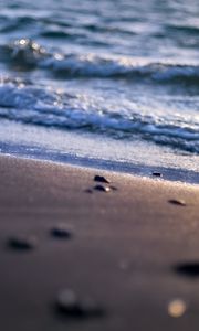 Preview wallpaper shore, sand, sea, waves, blur