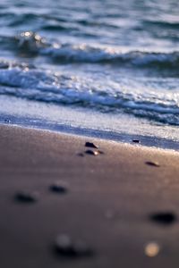 Preview wallpaper shore, sand, sea, waves, blur