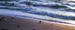 Preview wallpaper shore, sand, sea, waves, blur