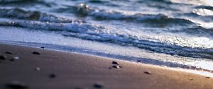 Preview wallpaper shore, sand, sea, waves, blur