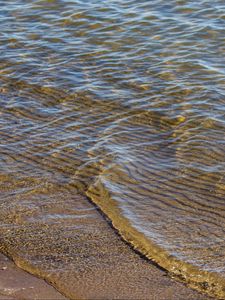 Preview wallpaper shore, sand, water, waves