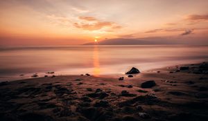 Preview wallpaper shore, sea, sun, sunset, landscape