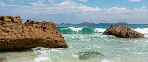 Preview wallpaper shore, sea, water, stones, landscape