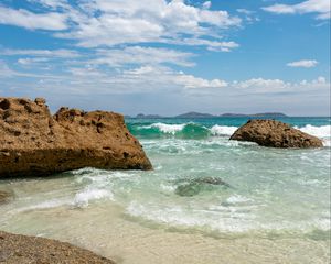 Preview wallpaper shore, sea, water, stones, landscape