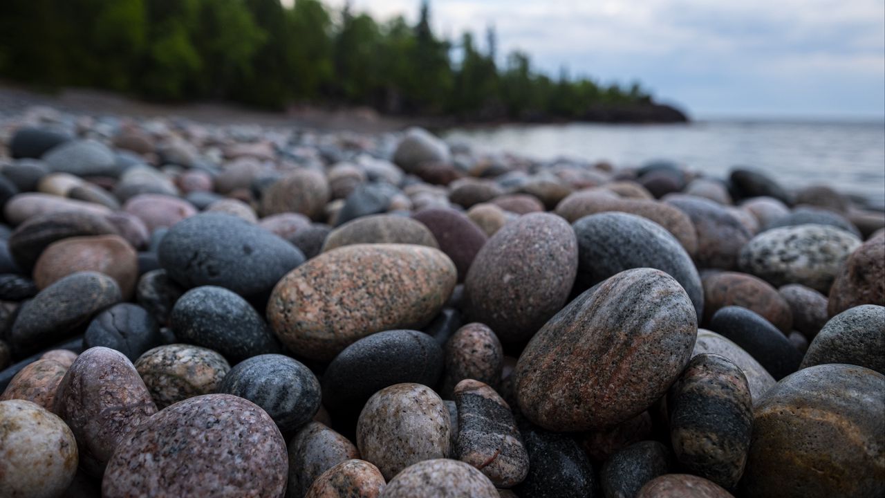 Wallpaper shore, stones, pebbles, sea, water