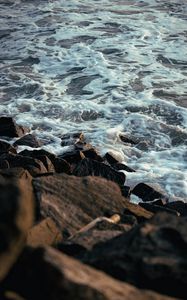 Preview wallpaper shore, stones, water, waves, nature