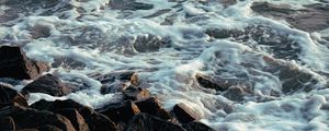 Preview wallpaper shore, stones, water, waves, nature