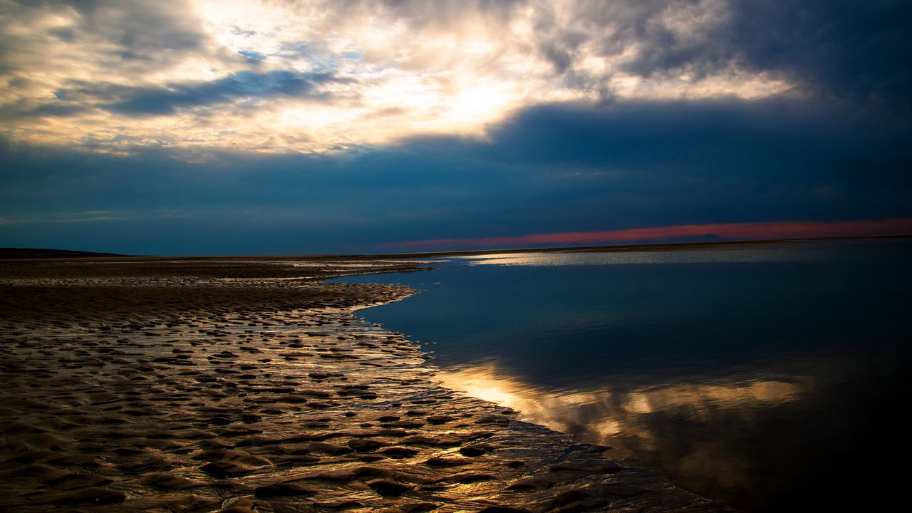 Wallpaper shore, water, lake, dark, landscape