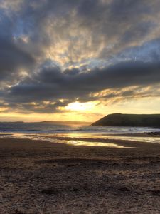 Preview wallpaper shore, water, sunset, landscape