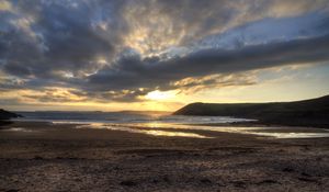 Preview wallpaper shore, water, sunset, landscape