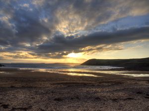 Preview wallpaper shore, water, sunset, landscape