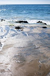 Preview wallpaper shore, waves, stones, sea, horizon, nature