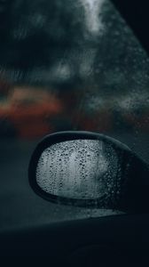 Preview wallpaper side mirror, glass, drops, rain, macro