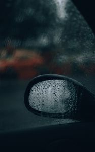 Preview wallpaper side mirror, glass, drops, rain, macro