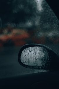 Preview wallpaper side mirror, glass, drops, rain, macro