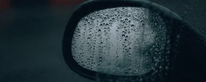 Preview wallpaper side mirror, glass, drops, rain, macro