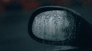 Preview wallpaper side mirror, glass, drops, rain, macro