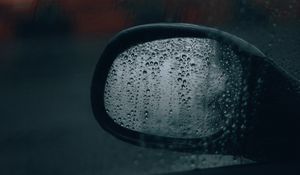 Preview wallpaper side mirror, glass, drops, rain, macro