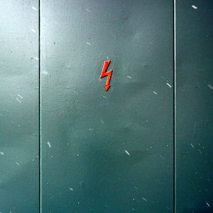 Preview wallpaper sign, danger, lightning, door, wall