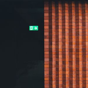 Preview wallpaper sign, exit, wall, minimalism