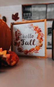 Preview wallpaper sign, inscription, pumpkin, autumn