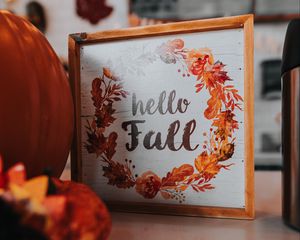 Preview wallpaper sign, inscription, pumpkin, autumn