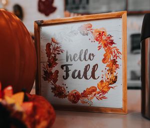 Preview wallpaper sign, inscription, pumpkin, autumn