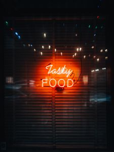 Preview wallpaper sign, neon, text, red