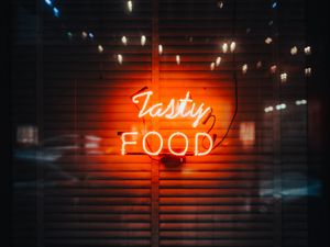 Preview wallpaper sign, neon, text, red
