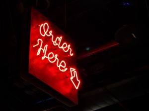 Preview wallpaper sign, neon, text, red, dark