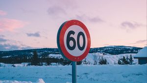 Preview wallpaper sign, numbers, number, snow, forest