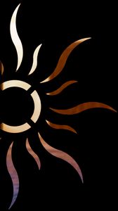 Preview wallpaper sign, pattern, sun, rays, black background
