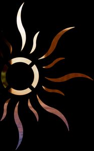 Preview wallpaper sign, pattern, sun, rays, black background