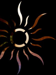 Preview wallpaper sign, pattern, sun, rays, black background