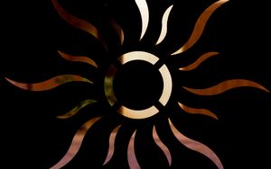 Preview wallpaper sign, pattern, sun, rays, black background