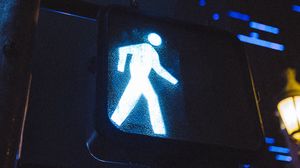 Preview wallpaper sign, pedestrian crossing, neon