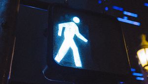 Preview wallpaper sign, pedestrian crossing, neon