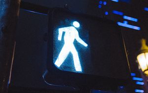 Preview wallpaper sign, pedestrian crossing, neon