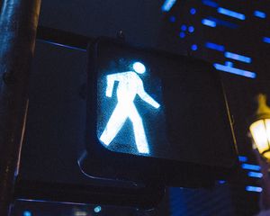 Preview wallpaper sign, pedestrian crossing, neon