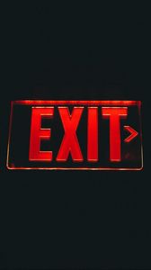 Preview wallpaper sign, pointer, exit, glow, red, dark