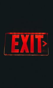 Preview wallpaper sign, pointer, exit, glow, red, dark