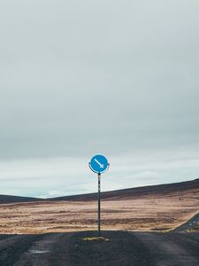 Preview wallpaper sign, signpost, road, hills, relief