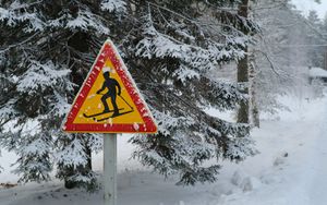 Preview wallpaper sign, skiing, snow, winter