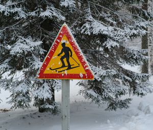 Preview wallpaper sign, skiing, snow, winter