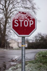 Preview wallpaper sign, stop, inscription, words, snow