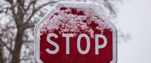 Preview wallpaper sign, stop, inscription, words, snow