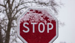 Preview wallpaper sign, stop, inscription, words, snow